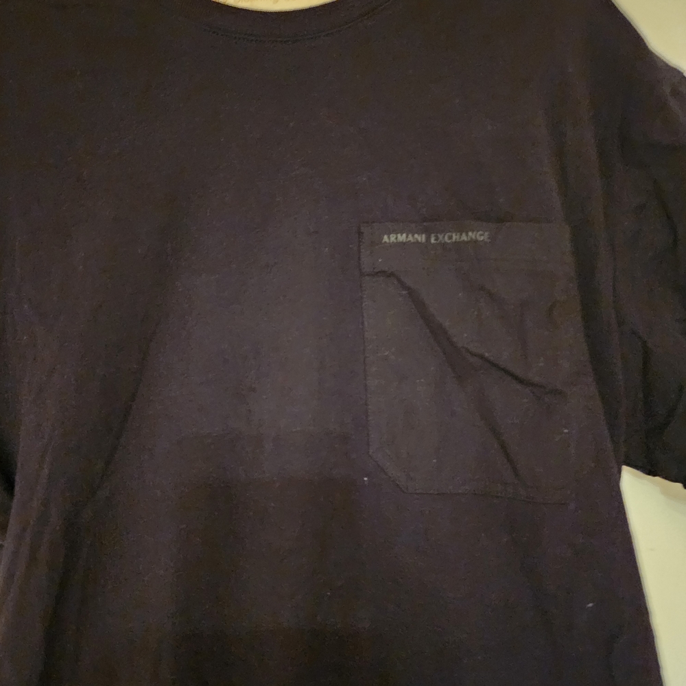 A/X Armani Exchange Men’s Black Short-Sleeve Pocket Tee with Logo Tape